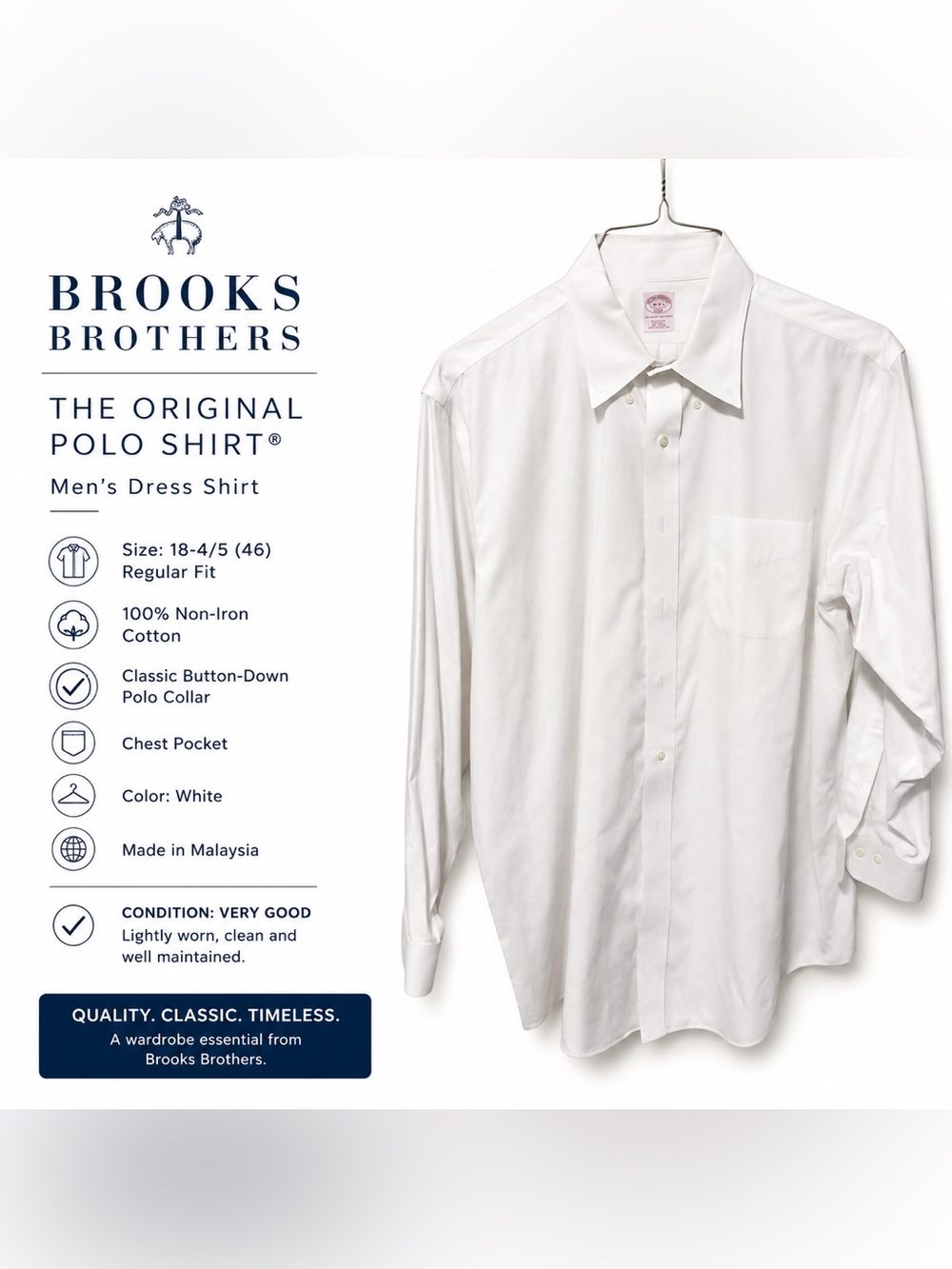 Brooks Brothers White Dress Shirt with Red Windowpane Check